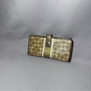 Coach Signature Slim Snap Wallet Gold Brown